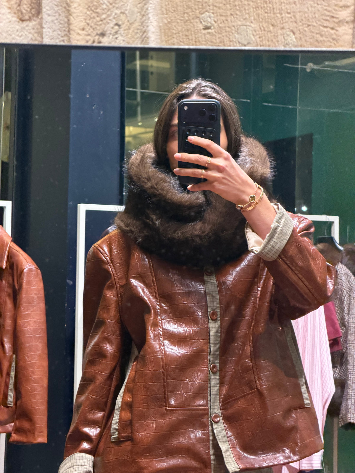 The faux leather collar