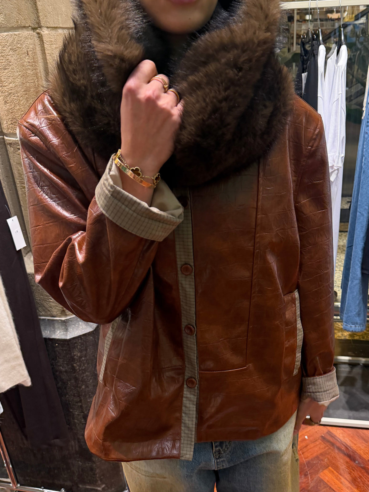 The faux leather collar